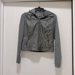 J2 faux leather and sweatshirt material jacket, size xsmall, grey